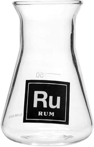 Drink Periodically Set of 6 Laboratory Erlenmeyer Flask Shot Glasses, Clear Glass-Rum-2.75oz each