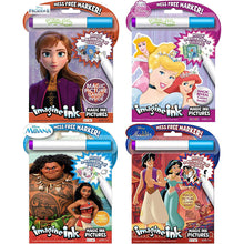 Load image into Gallery viewer, Disney Mess Free Marker Coloring Activity Book 4-Pack: Frozen, Aladdin, Moana, and Sleeping Beauty