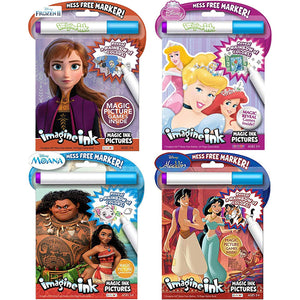 Disney Mess Free Marker Coloring Activity Book 4-Pack: Frozen, Aladdin, Moana, and Sleeping Beauty