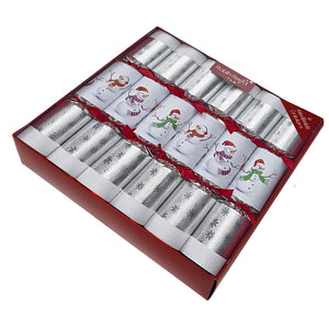 Robin Reed English Holiday Christmas Crackers, Pack of 6 x 13" - Racing Snowman