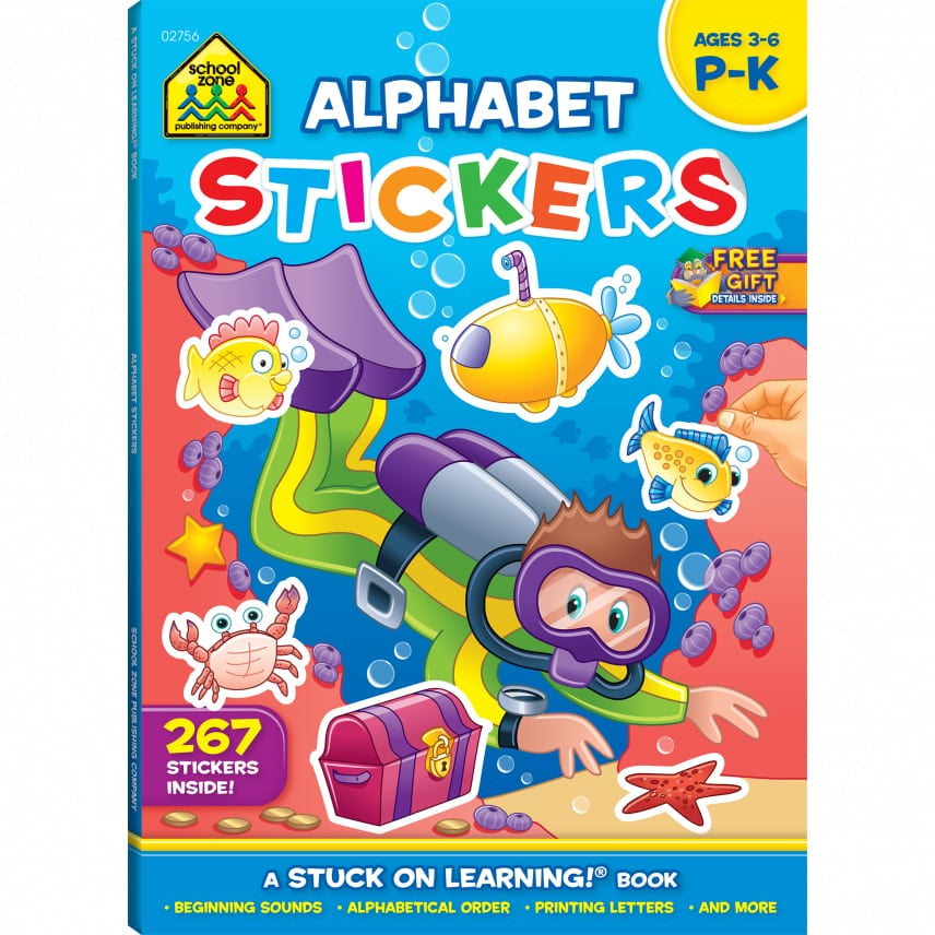 Alphabet Stickers Workbook P-K Ages 4-6