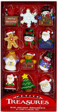 Load image into Gallery viewer, Kurt Adler Mini Christmas Tree Decoration Set: 24-Piece Petite Treasure Ornaments with Hangers and Silver Tree Topper