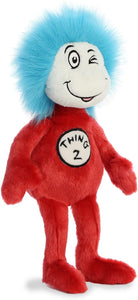 Aurora Cat in The Hat Set of 3 Plush Bundle: 14" Chef Cat in The Hat, 12" Thing 1 and Thing 2 with Exclusive Myriads Drawstring Bag