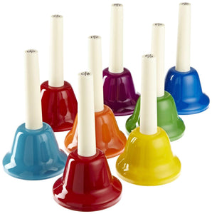 Rhythm Band 8 Note Metal Hand Bells Set of 8 with Case for 8-Note Hand Bells