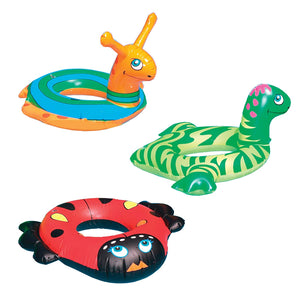 Swimline 24" Animal Inflatable Swim Ring Set: Snail, Lady Bug & Baby Dino Swimming Pool Child Floats