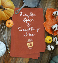 Load image into Gallery viewer, Primitives by Kathy Linen Blend Embroidered Dish Towel - Pumpkin Spice &amp; Everything Nice, 20&quot; x 26&quot;