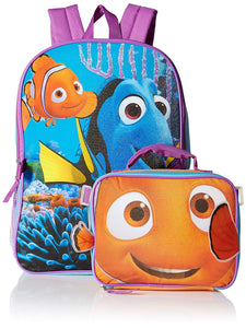 Disney Girls' Finding Dory Backpack with Detachable Nemo Lunch Kit, Purple Straps and Liner