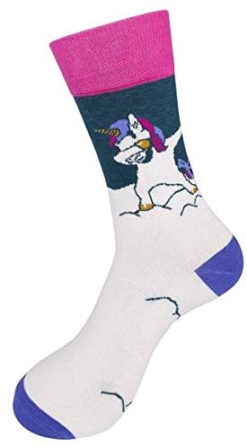 FUNATIC Dabbing Unicorn Novelty Crew Socks | Original Unisex Funny and Humorous