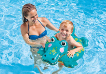 Load image into Gallery viewer, Intex Set of 3 Kid-Sized Animal Swim Ring Floaties: Yellow Ducky, Penguin, and Friendly Alligator, with Drawstring Bag