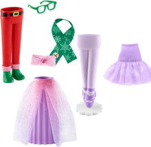 Load image into Gallery viewer, The Elf on the Shelf Magi-Freeze Set of 3: Holiday Hipster, Glitzy Gala Dress, and Tiny Tidings Tutu (Elf Not Included)
