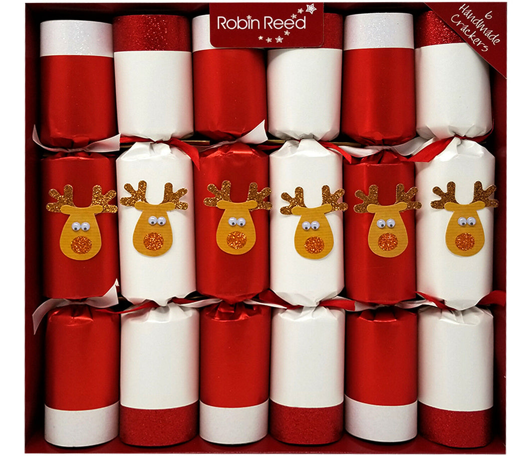 Robin Reed Racing Glitter Reindeer Christmas Crackers, Set of 6 (13