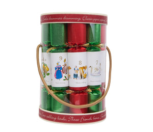 Robin Reed "Twelve Days of Christmas" Red & Green Christmas Crackers, Set of 12 (10")