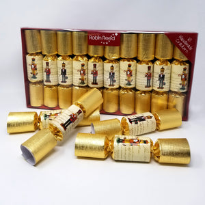 Robin Reed English Holiday Christmas Crackers, Pack of 10 x 8.5" - Traditional Nutcracker