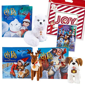 Elf on The Shelf Elf Pets Set: Reindeer, Arctic Fox, St. Bernard, and Triple Movie DVD with Joy Bag
