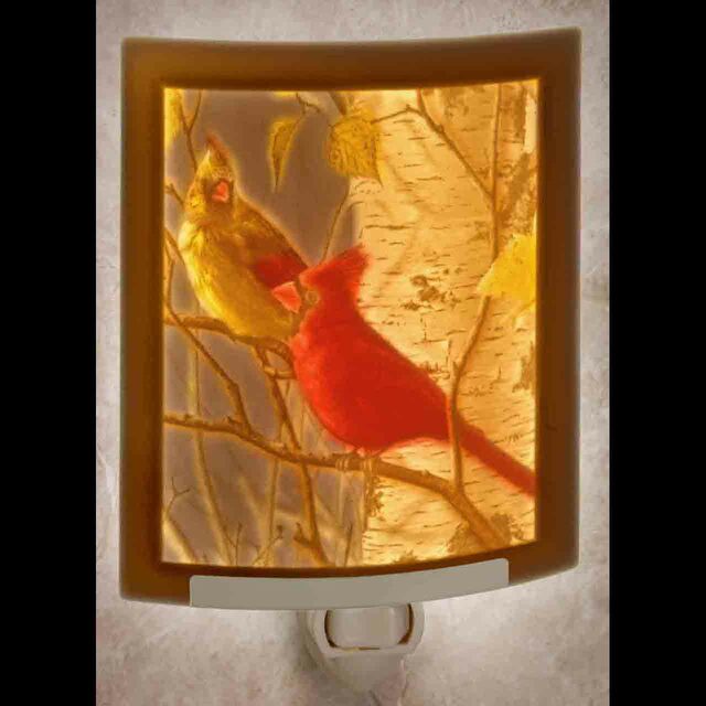Cardinals Curved Porcelain Lithophane Night Light