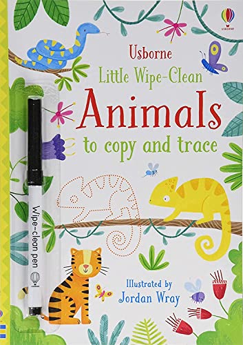 Usborne Little Wipe-Clean Animals to Copy and Trace Paperback Book
