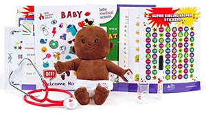 Little Medical School How to Be A Great Sibling Kit Plush Baby Doll, Stethoscope & More (Dark Tone)