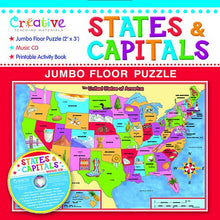 Load image into Gallery viewer, States &amp; Capitals Jumbo Floor Puzzle with CD