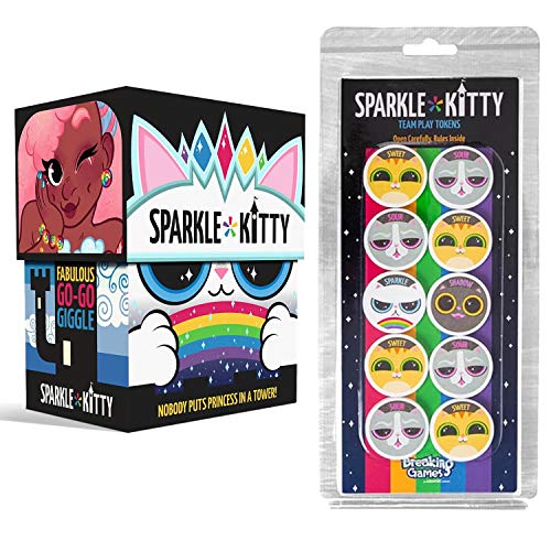 SparkleKitty: The Magical Family Card Game, with Team Play Tokens Expansion and Drawstring Bag