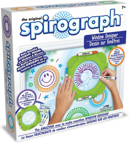 Spirograph Window Designer Art and Craft Kit for Kids Design on Windows and Mirrors Easy-to-Clean No Slip Design Ages 7+