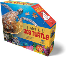 Load image into Gallery viewer, Madd Capp Puzzles Jr. - I AM Lil’ SEA TURTLE - Animal-Shaped Jigsaw Puzzle, 100 Pieces