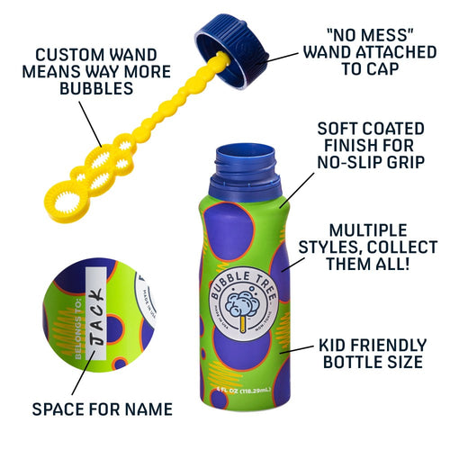 Bubble Tree 4 oz. Aluminum Bottle with Bubble Solution and Wand, Assorted Colors