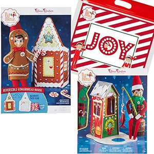 The Elf on the Shelf Claus Couture Winter Wonderland Set: Frosted Fishing Hut and Jolly Gingerbread Activity Set, with Exclusive Joy Travel Bag
