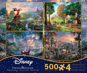 Kinkade Fantasia, Lady & The Tramp, Winnie The Pooh, Tangled Disney Collection Jigsaw Puzzle 2000 Pc
