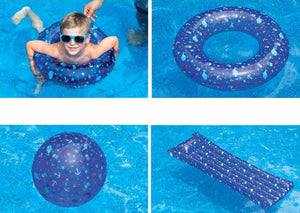 Swimline Inflatable Pool Toy 3 Pack: 72" Mattress, 18" Beach Ball, 20" Ring, and Drawstring Bag