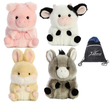 Load image into Gallery viewer, Aurora Rolly Pets Set of 4: Bray Donkey, Daisy Cow, Lively Bunny, and Prankster Pig with Bonus Bag