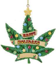 Load image into Gallery viewer, Kurt Adler 4&quot; Resin Christmas Ornament Cannabis Happy Holidaze Standard
