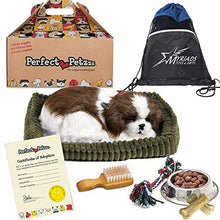 Load image into Gallery viewer, Perfect Petzzz Sleeping Shih Tzu Plush with Food and Toy for Plush Breathing Pet Includes Myriads Drawstring Bag