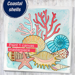 Faber-Castell Paint by Number Watercolor Coastal - Paint by Number Kit, Beach and Ocean - Adult and Teen Craft Kits