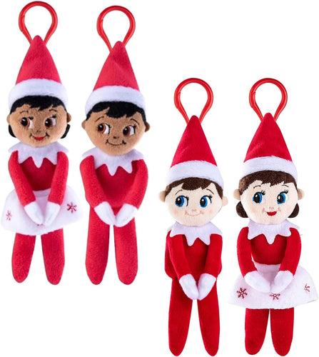 The Elf on The Shelf Plushee Pals Mini Clip-on Set of 4: Light Boy, Girl, Dark Boy, and Girl
