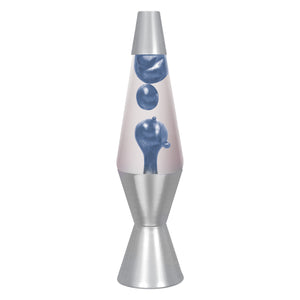 Schylling Lava Lamp 14.5" Metallic Blue Lava with Matching Aluminum Base Clear Liquid