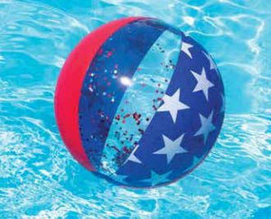 Swimline Americana Inflatable Pool Toys: 22" Glitter Ball 72" Floating Mattress 36" Donut Ring & Bag