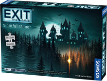 Load image into Gallery viewer, EXIT: Nightfall Manor (with Jigsaw Puzzles) A Kosmos Game Family-Friendly, Jigsaw Puzzle-Based at-Home Escape Room Experience Collaborative Game for 1 to 4 Players, Ages 10+