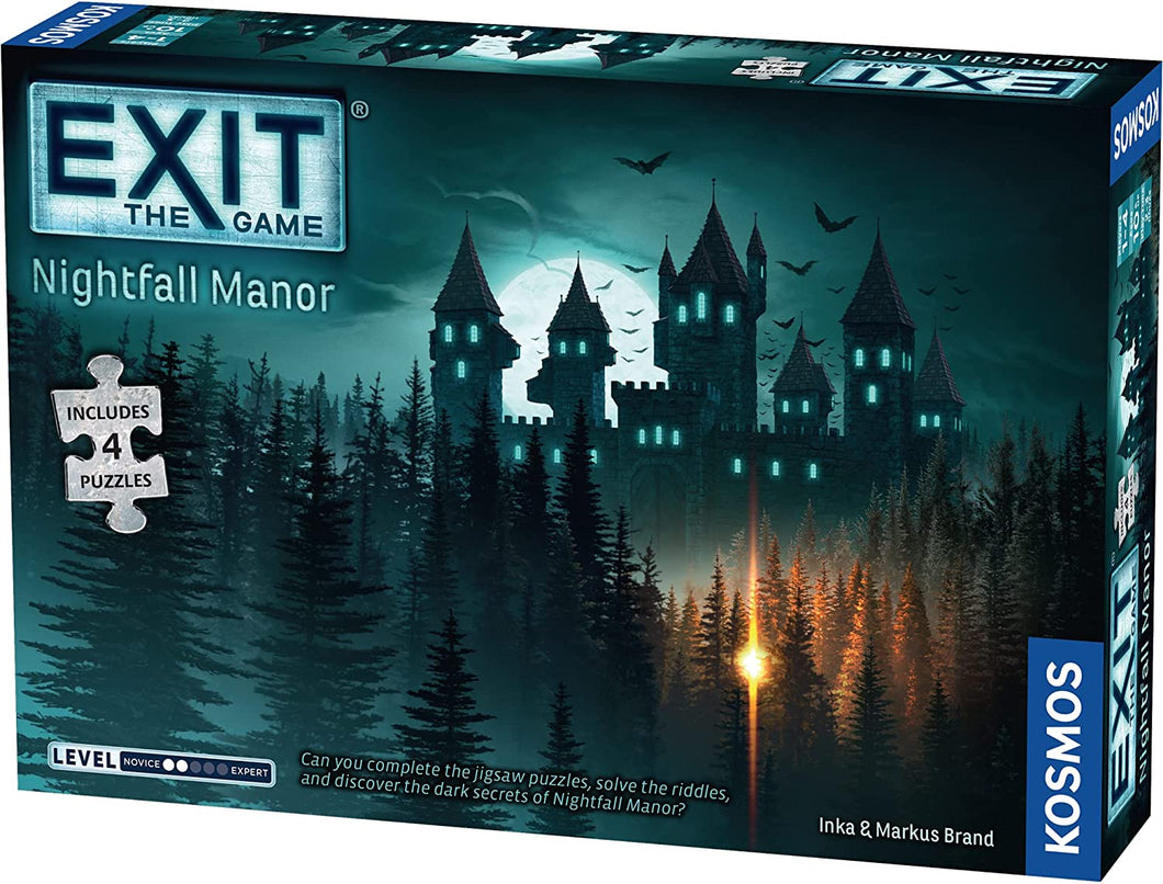 EXIT: Nightfall Manor (with Jigsaw Puzzles) A Kosmos Game Family-Friendly, Jigsaw Puzzle-Based at-Home Escape Room Experience Collaborative Game for 1 to 4 Players, Ages 10+