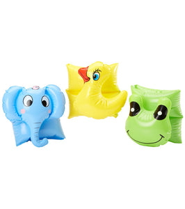 Swimline Inflatable Animal Arm Band 3 Pack - Elephant, Frog, and Ducky, with Drawstring Storage Bag