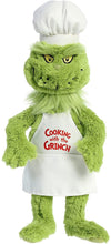 Load image into Gallery viewer, Aurora Dr. Seuss Set of 2 Plush: 14&quot; Chef Cat in the Hat and 14&quot; Chef Grinch, Green, with Myriads Drawstring Bag