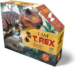Madd Capp Puzzles Jr. - I AM T REX Animal-Shaped Jigsaw Puzzle, 100 Pieces