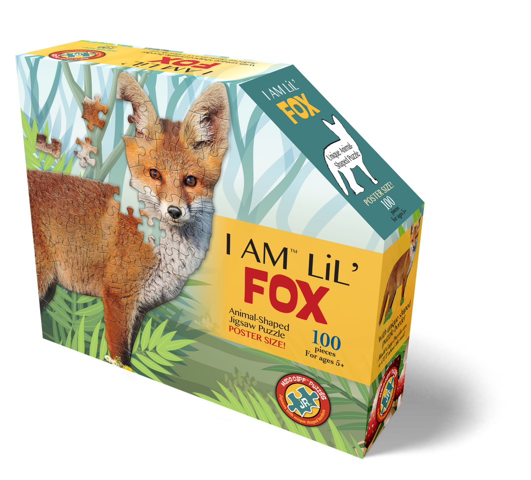 Madd Capp Puzzles Jr. - I AM LiL' FOX Animal-Shaped Jigsaw Puzzle, 100 Pieces