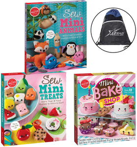 Klutz Mini Craft Set of 3: Sew Mini Treats, Sew Mini Animals, Mini Bake Shop, Myriads Drawstring Bag