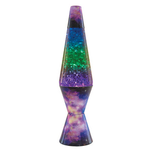 Schylling Lava Lamp 14.5" Silver Glitter, Clear Liquid, Tri-Colored Globe, Decal Base Colormax Galaxy