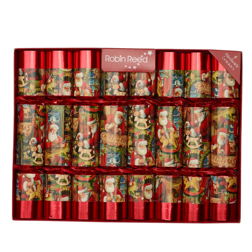 Robin Reed English Holiday Christmas Crackers Santa's Toyshop Party Set of 8 x 10