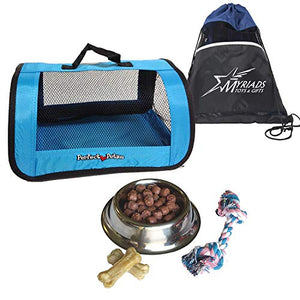 Perfect Petzzz Blue Tote for Plush Breathing Pets, Dog Food, Treats, Chew Toy & Drawstring Bag