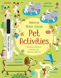 Usborne Wipe-Clean Pet Activities Paperback Book