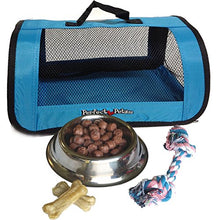 Load image into Gallery viewer, Perfect Petzzz Blue Tote For Plush Breathing Pets with Dog Food, Treats, and Chew Toy