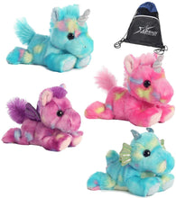 Load image into Gallery viewer, Aurora Set 4 Beanbag Plushies Bright Fancies: Pegasus, Blueberryripple &amp; Jellyroll Unicorns, Dragon