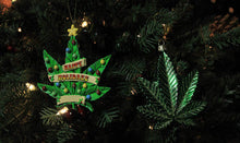 Load image into Gallery viewer, Kurt Adler 4.25&quot; Merry Marijuana Christmas Ornament Set of 3: 1 Happy Holidaze &amp; 2 Shimmery Green